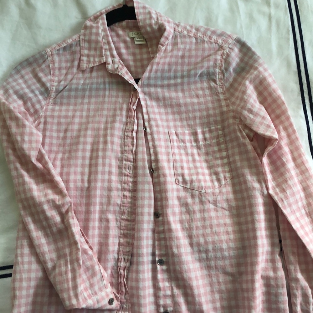 J.Crew Pink Gingham Top